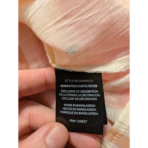 HARVÉ BENARD 2X Off Shoulder Top Blouse Pink Gold Foil Stripe Tassel - Picture 6 of 7